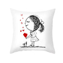 GobekUsa Love Heart Sketch Couple Pillow Cover 45X45CM Peah Skin Print