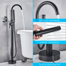 GobekUsa Black Dual Handle Freestanding Bathtub Faucet Set Floor Standing Bath Mixer Tap