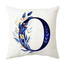 GobekUsa Blue Alphabet Flower Letter Pillowcase for Home Decor
