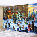 GobekUsa Christmas Snow Forest Oil Painting Tapestry - Home Bohemian Wall Decoration
