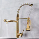 GobekUsa Brass Kitchen Faucet Spring Swivel Spout Hot Cold Water Mixer Taps