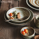 GobekUsa Japanese Style Handmade Stoneware Dinnerware Set - Round Plates and Bowls