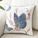 GobekUsa Butterfly Floral Cotton Embroidered Pillow Cover 45x45cm Home Decor Square