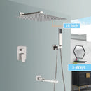 GobekUsa Brushed Nickel Rainfall Shower Faucet Set with Tub Spout - 16" Head