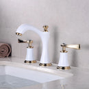 GobekUsa Black & Gold Brass Bathroom Sink Faucets Double Handle Waterfall Faucet