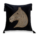 GobekUsa Gold Rhinestone Square Pillow Case with Tassels Luxury Accent Decorative Cover
