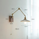 GobekUsa Copper Swing Arm Wall Lamp Sconce - LED Wall Light for Bedroom Living Room
