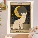 GobekUsa Cat Divination Tarot Card Tapestry Moon Phase Wall Hanging Décor