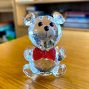GobekUsa Clear Crystal Teddy Bear Figurines - Glass Animal Paperweight & Home Decor