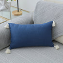 GobekUsa Boho Style Tassel Pillow Cover Set for Sofa Bed, Beige Grey Blue Yellow