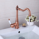 GobekUsa Antique Copper Kitchen Basin Mixer Tap with Ceramic Handle