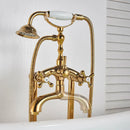 GobekUsa Dual Handle Clawfoot Bathtub Shower Faucet, Golden Polished Free Standing Mixer