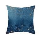 GobekUsa Blue Ink Gold Edge Geometric Cushion Cover - Polyester Throw Pillow Case