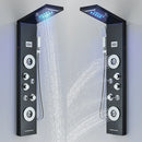 GobekUsa Black LED Waterfall Rain Shower Panel Faucet Set with Massage Jets