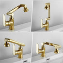 GobekUsa Gold and Black Bathroom Faucet with Hot Cold Water Mixer - Deck Mounted