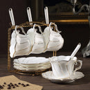 GobekUsa Gold Wave Bone China Tea Cup Set 200ml High-grade Porcelain Drinkware
