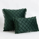 GobekUsa Corduroy Striped Pompom Pillowcase for Bedroom Sofa Living Room