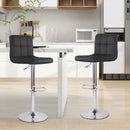 Modern PU Leather Adjustable Swivel Durable Light Weight Steady Barstools Hotel Use Iron Frame Upholstered Back Thickened (Set of 2)