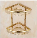 GobekUsa Gold Brass Bathroom Hardware Set: Paper Holder, Towel Bar, Soap Basket, Towel Rack