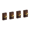 GobekUsa Brass Brushed Gold Wall Hook for Bathroom and Kitchen with Wood Accent