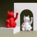 GobekUsa Lucky Cat Resin Statue: Modern Nordic Home Decor Figurine