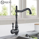 GobekUsa Bronze Black Kitchen Sink Faucet 360 Rotate Single Handle Hot Cold Water Mixer