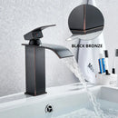 GobekUsa Black Brass Bathroom Waterfall Sink Faucet Hot&Cold Mixer Vanity Tap Deck Mounted