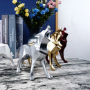 GobekUsa Geometric Wolf Statue Resin Abstract Animal Figurine Home Office Decor Sculpture