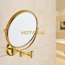 GobekUsa Gold Brass Wall Mounted Double Cosmetic Mirror 8 Inch, 1:1 and 1:3 Magnification