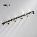 GobekUsa Brass 5-Hook Robe Rack in Black Gold for Wall Mount Towel & Clothes Storage