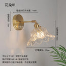 GobekUsa Japanese Copper Glass Wall Lights Modern LED Sconce for Bedroom Stair Mirror