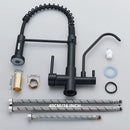 GobekUsa Black Dual Handle Kitchen Faucet with Water Purification Feature, 360° Rotation