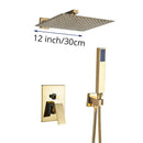 GobekUsa Golden Rainfall Shower Faucet Set with Single Handle Brass Bath Mixers