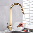 GobekUsa Gold Brass Kitchen Faucet Rotatable Mixer Tap Single Handle Hot&Cold Water