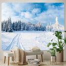 GobekUsa Christmas Snow Forest Tapestry: Bohemian Bedroom Wall Decoration
