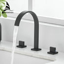 GobekUsa Black Brass Deck Mounted Bathroom Sink Faucet Double Handle Hot/Cold Tap