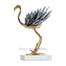 GobekUsa Golden Crane Copper Crystal Handmade Home Decor Craft
