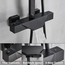 GobekUsa Black Thermostatic Shower Faucet Rain Head System for Wall Mount Installation