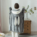 GobekUsa Kawaii Rabbit Hooded Blanket: Coral Velvet Warm Throw Blanket for Adults and Kids
