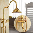 GobekUsa Gold Brass Jade Bath Shower Set Wall Mounted Rainfall Hand Shower Faucet