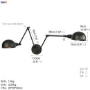 GobekUsa Loft Antique Edison 3-Head Black Wall Sconce Swing Arm Light