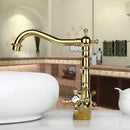 GobekUsa Antique Brass Dual Handle Swivel Sink Faucet Rotated Mixer Tap