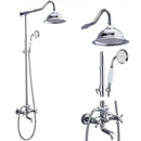 GobekUsa Dual Handle Chrome Brass Shower Mixer System with 8" Rainfall Shower Head
