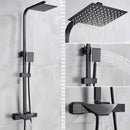 GobekUsa Black Thermostatic Rain Shower Faucet Set for Wall Mounted Bathrooms