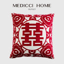 GobekUsa Double Happiness Embroidered Red Traditional Lumbar Pillow Cases 45x45cm