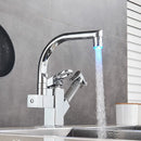 GobekUsa Dual Spout Black Kitchen Faucet with Pull Out Spray Mixer