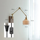 GobekUsa Copper Swing Arm Wall Lamp Sconce - LED Wall Light for Bedroom Living Room