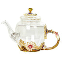GobekUsa Daisy Enamel Crystal Glass Teapot Set for Hot and Cold Drinks