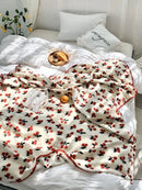 GobekUsa 3D Cherry Kids Wool Blanket - Kawaii Sweet Girl Crib Bedding