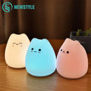 GobekUsa Cat Silicone LED Night Light Touch Sensor 2 Modes Children Bedroom Lamp
